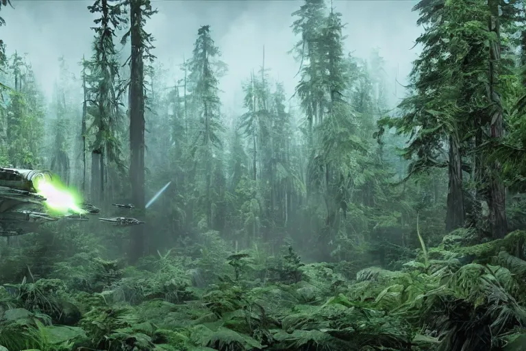 Prompt: star wars return of the jedi battle of endor in the style of modern cgi, hyper realistic, detailed, unreal engine, vfx, space ships, space, 4 k