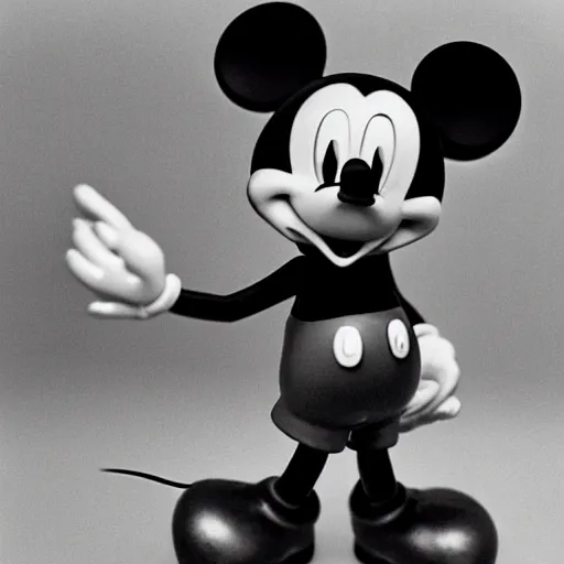 Image similar to hyper realistic picture of Mickey Mouse drunk and broke in Tokyo Robert robert doisneau black and white