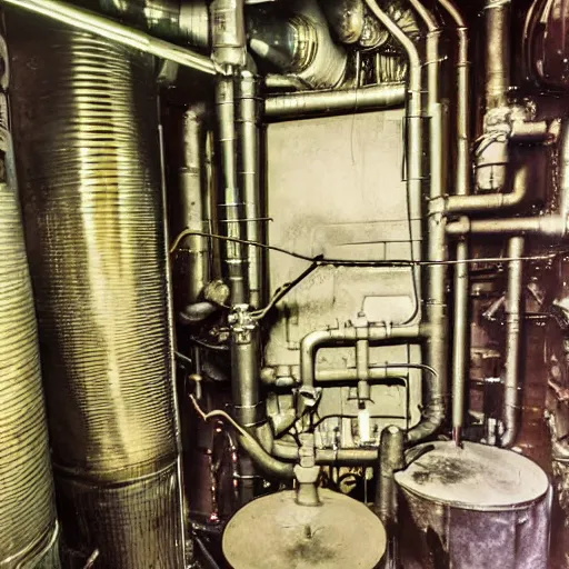 Image similar to a boiler room, color photography