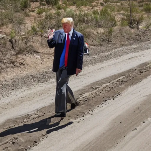 Prompt: donald trump crossing the mexican border