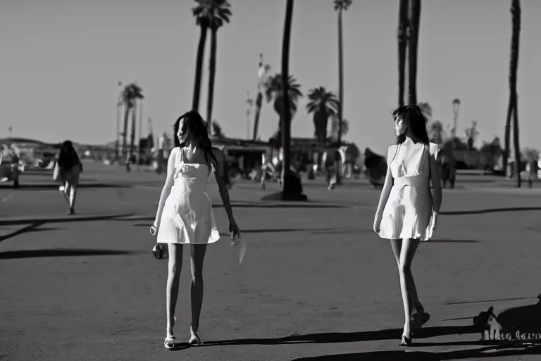 Image similar to street photography of gorgeous model girl on Santa Monica peer By Emmanuel Lubezki