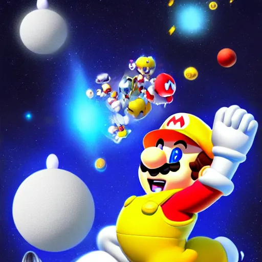 Image similar to Super Mario Galaxy, artstation