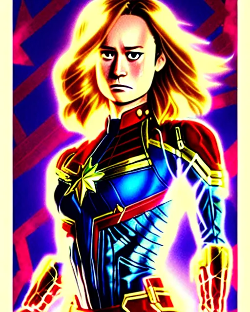 Prompt: Anime as Brie Larson playing Captain Marvel || cute-fine-face, pretty face, realistic shaded Perfect face, fine details. Anime. realistic shaded lighting poster by Ilya Kuvshinov katsuhiro otomo ghost-in-the-shell, magali villeneuve, artgerm, Jeremy Lipkin and Michael Garmash and Rob Rey as Captain Marvel in New York cute smile