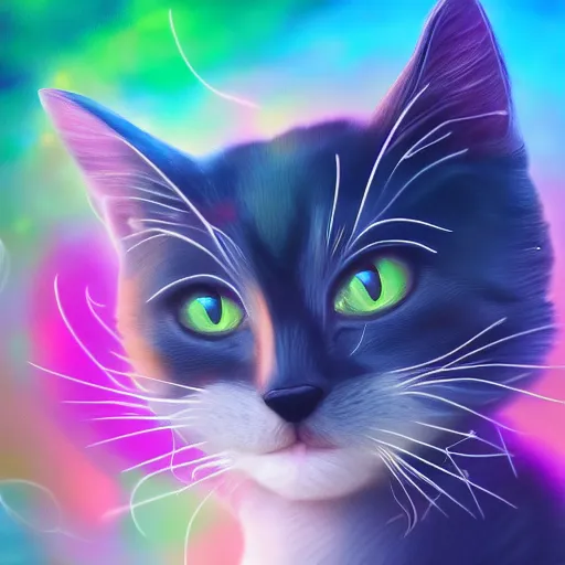 Image similar to cat theme logo, cat theme banner, cat design, a smiling cat, art photography style, trending on artstation, warm light, lovely and cute, fantasy art, 8 k resolution