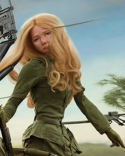 Image similar to disney princess with long blonde hair vs long barreled 9 0 sniper rifle : : weta disney pixar movie still photo : : hi - fructose, decadent highly - detailed digital painting, golden ratio, octane render, artstation, smooth, sharp focus, artgerm, mucha, loish, wlop