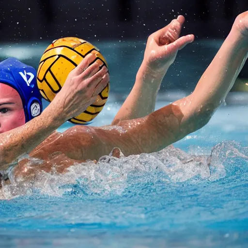 Image similar to water polo played with humans and hippopotamuses. sports photograph.