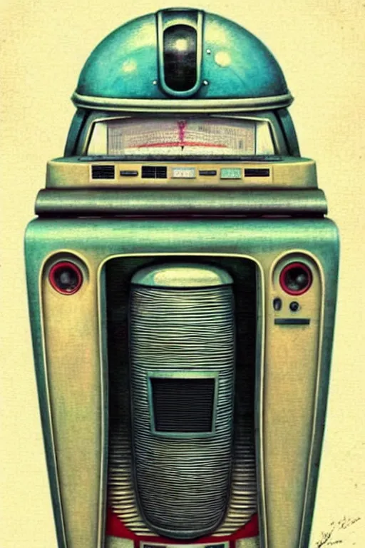 Image similar to ( ( ( ( ( 1 9 5 0 s retro robot jukebox. muted colors. ) ) ) ) ) by jean - baptiste monge!!!!!!!!!!!!!!!!!!!!!!!!!!!!!!