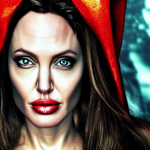 Prompt: portrait of angelina jolie as an elf sorceress, ultra realistic, canon photography