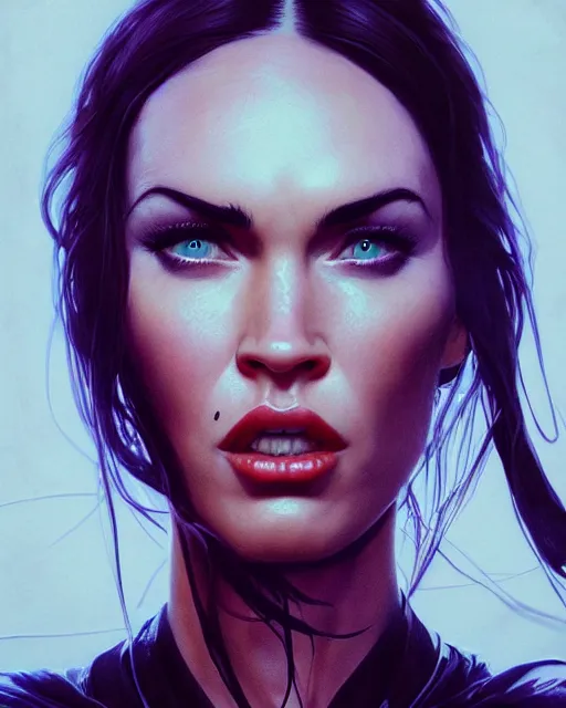 Prompt: highly detailed vfx portrait of megan fox as venom, stephen bliss, unreal engine, greg rutkowski, loish, rhads, beeple, makoto shinkai and lois van baarle, ilya kuvshinov, rossdraws, tom bagshaw, alphonse mucha, global illumination, detailed and intricate environment