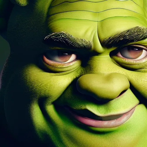 Image similar to award winning portrait of danny devito as shrek, photo by mark mann, hyper detailed