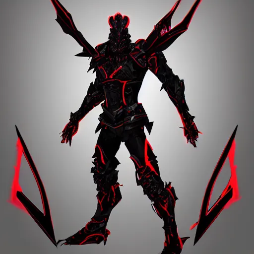 Image similar to Award-Winning. Trending on Artstation. 8K. Corrupted Knight infected with black obsidian glowing red. Angular. Sharp. Ready for battle.