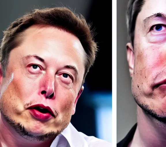 Prompt: stock photo of elon musk head to head with mark zuckerber