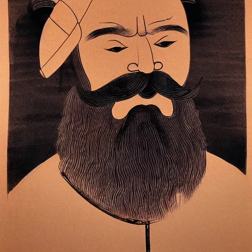 Image similar to confucius wearing vr headset, chinese ink painting