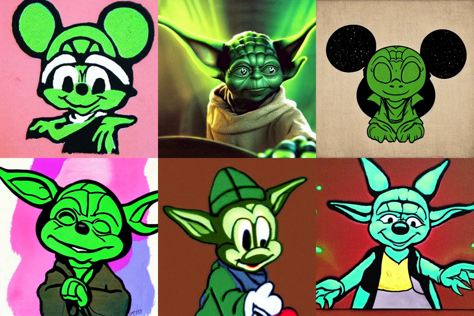 Prompt: yoda mickey mouse