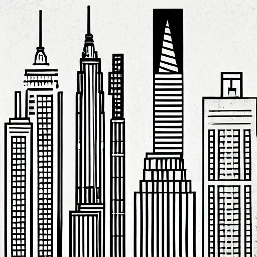 Prompt: line art of New York City, cover art, minimalist