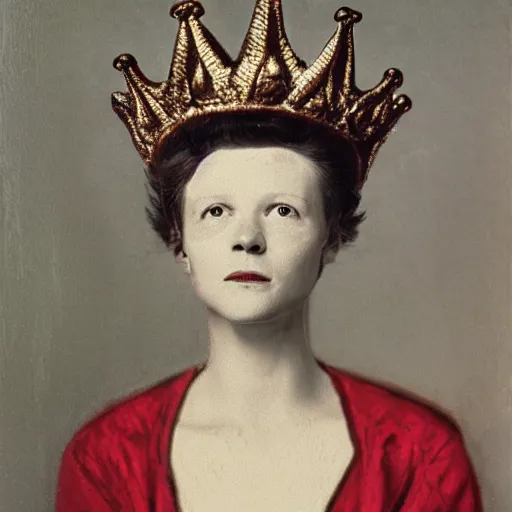 Prompt: greta thinberg as the great emeror of the earth in a crown, portrait