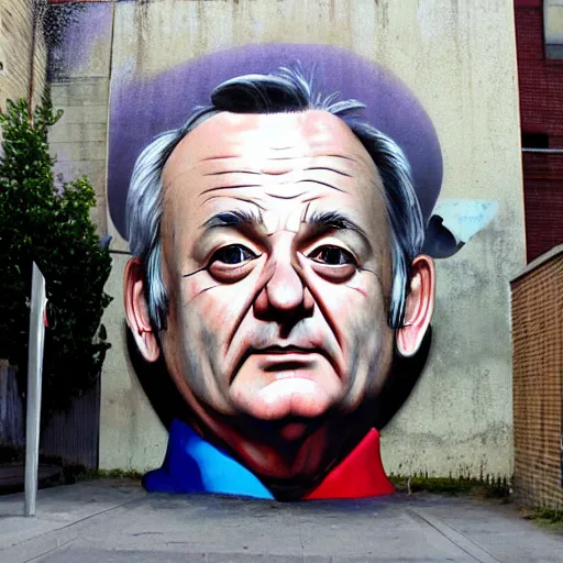 Image similar to Street-art portrait of Bill Murray in style of Etam Cru