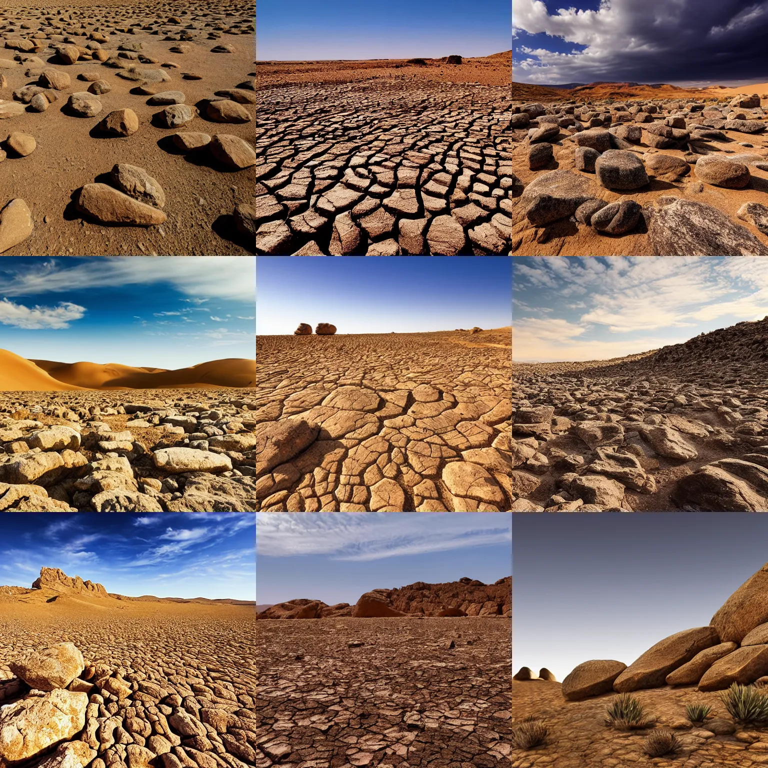 Prompt: rocky field in medieval desert