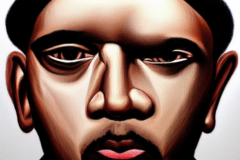 Image similar to frank the ai painter self portrait, detailed eyes, photorealistic