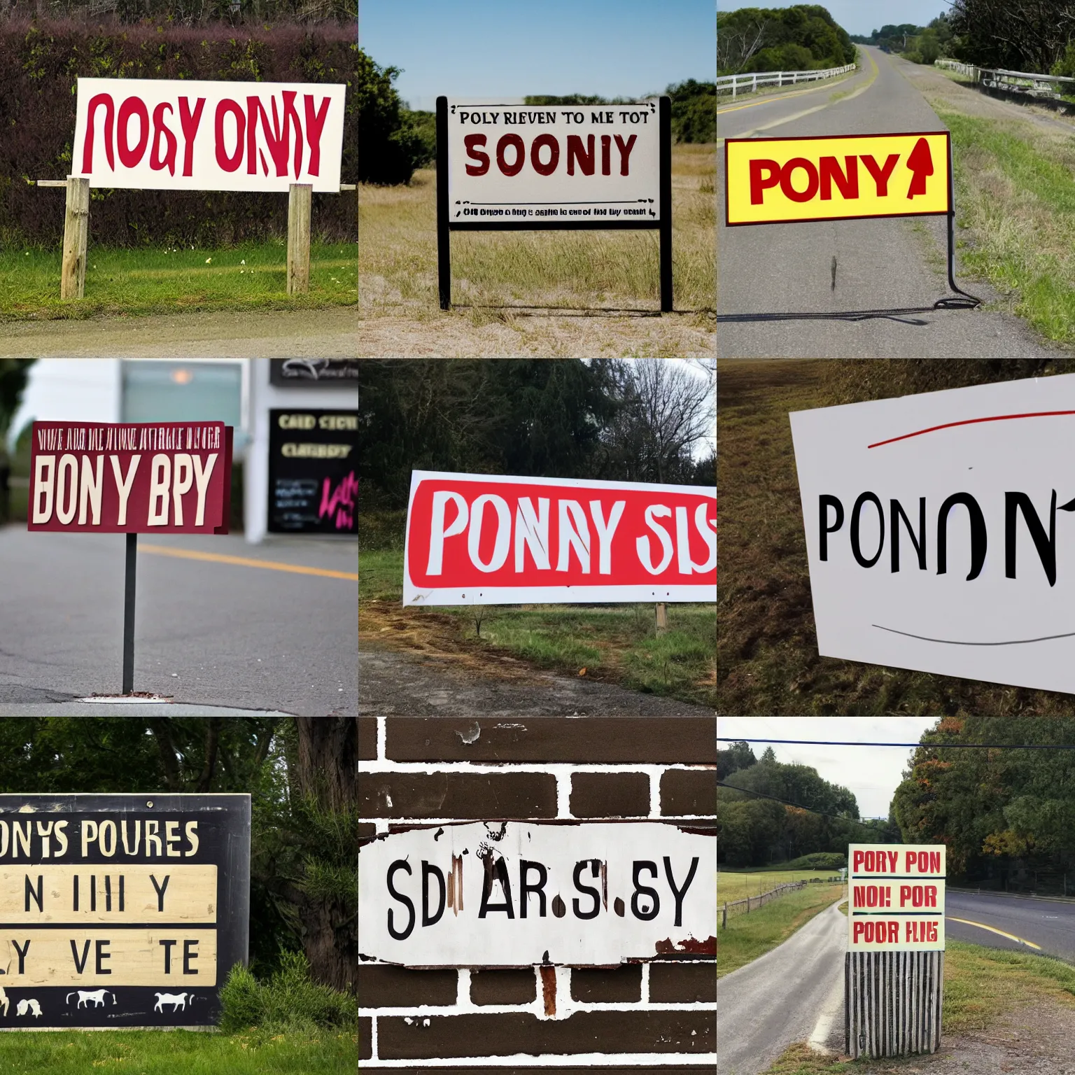 Prompt: a sign that says pony