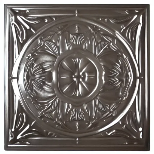 Prompt: Art nouveau ceiling tile, minimal, embossed