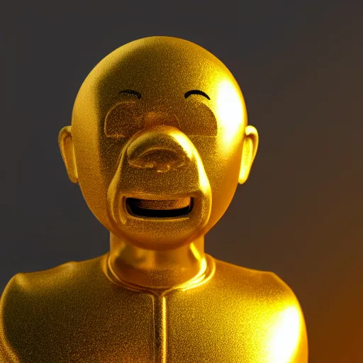 Image similar to full head shot of sad golden emoji, trending on artstation, octane render, insanely detailed, 8 k, hd