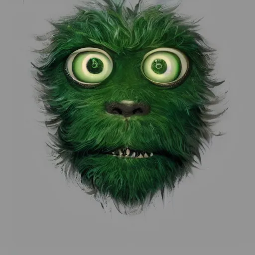 Image similar to a big green hairy monster but with googly eyes, realistic, 8 k, extremely detailed, cgi, trending on artstation, hyper - realistic render, by greg rutkowski