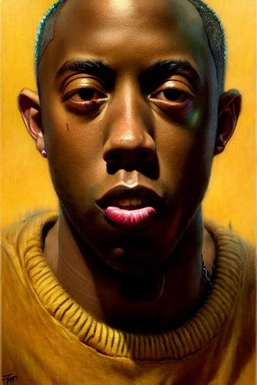 Image similar to tyler the creator by gaston bussiere bayard wu, greg rutkowski, giger, maxim verehin