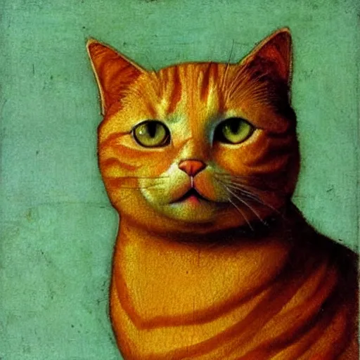 Prompt: fat orange tabby cat by leonardo davinci