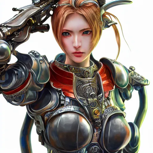 Image similar to studio portrait of lawful good colorful female holy mecha paladin absurdly beautiful, elegant, young sensual graceful woman, ultrafine hyperrealistic detailed face illustration by kim jung gi, irakli nadar, intricate linework, sharp focus, bright colors, matte, octopath traveler, final fantasy, unreal engine highly rendered, global illumination, radiant light, intricate environment