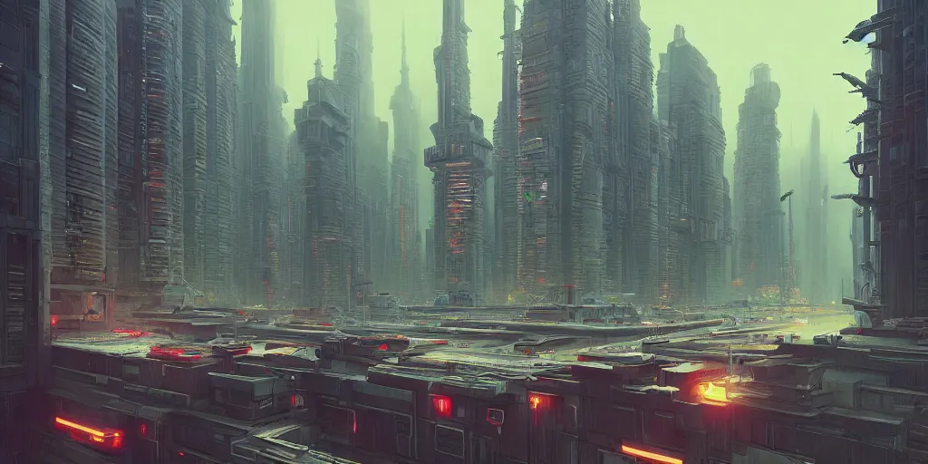 Prompt: “Coruscant by Simon Stalenhag, trending on artstation, 8k, highly detailed”