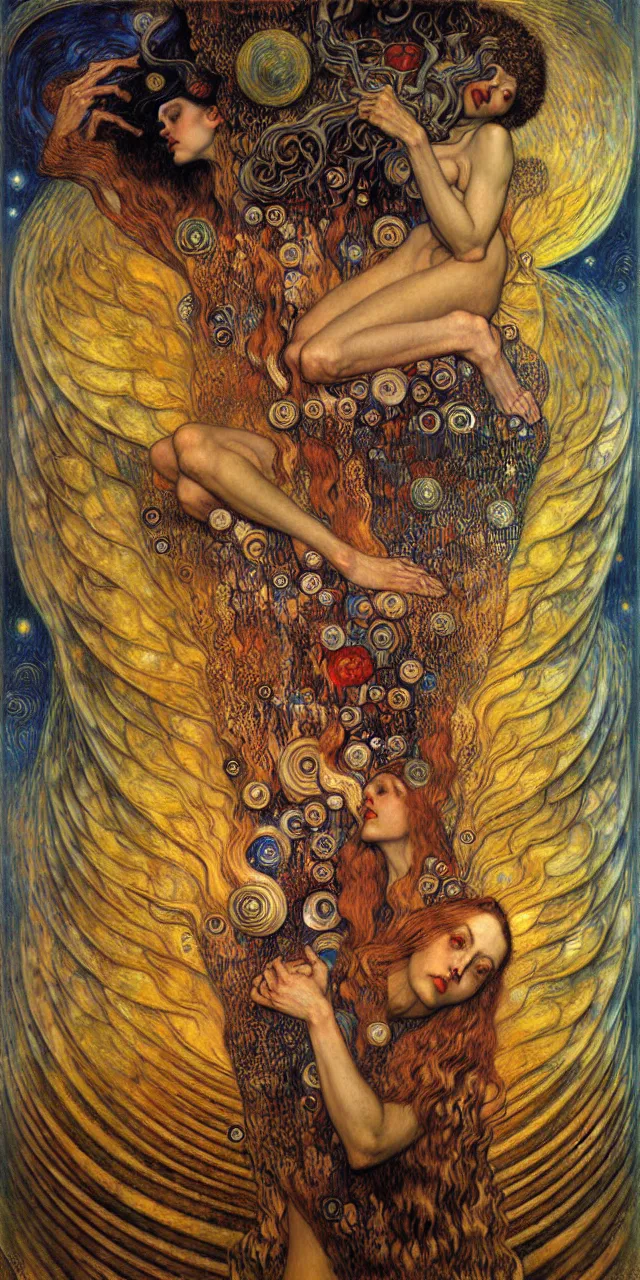 Image similar to Divine Chaos Engine by Karol Bak, Jean Delville, William Blake, Gustav Klimt, and Vincent Van Gogh, symbolist, visionary