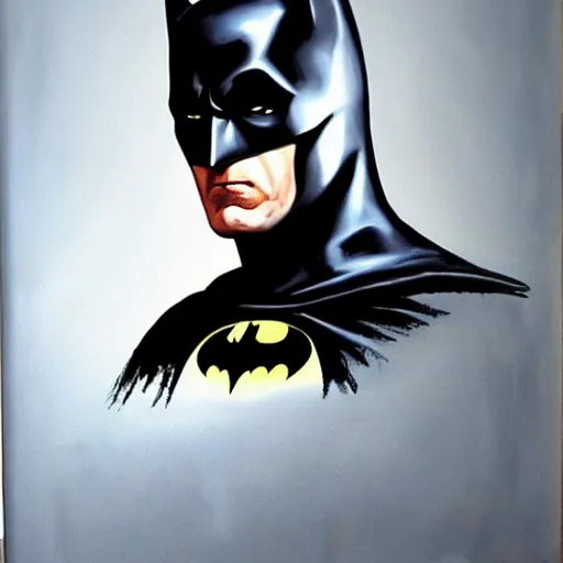 Prompt: Painting of a batman dark knight by Christopher Nolan oil painting