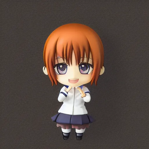 Image similar to character portrait of a singular kawaii chibi in the sytle of kyoto animation, in simple background, nendoroid eyes, cel, flat painting