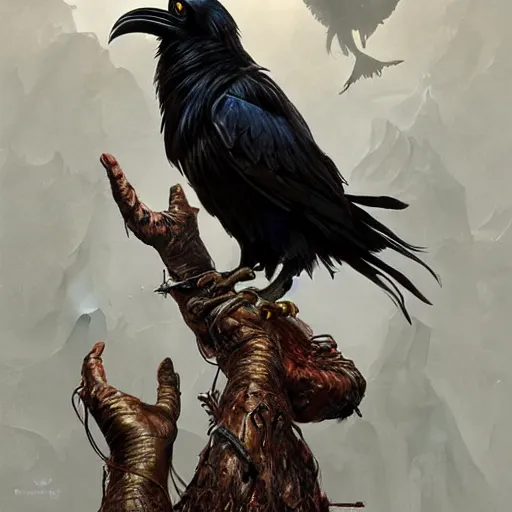 Image similar to jim carrey controlling evil ravens, demonic, evil, satanic, intricate, highly detailed, digital painting, artstation, concept art, smooth, sharp focus, illustration, unreal engine 5, 8 k, art by artgerm and greg rutkowski and alphonse mucha