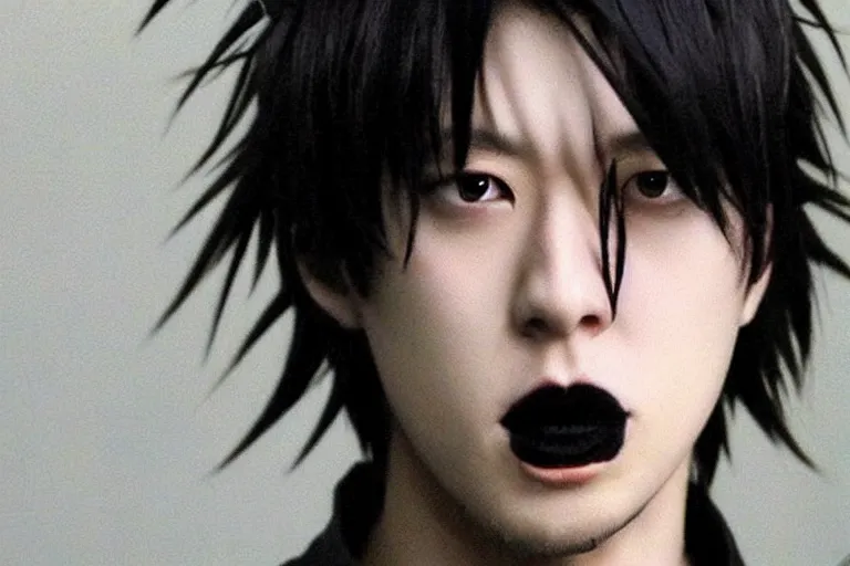 Prompt: handsome man，Black short hair,Death Note