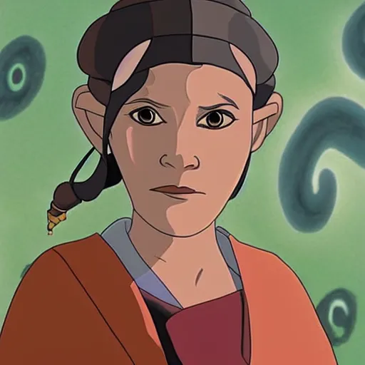 Image similar to Carrie Fisher in Avatar: the last airbender, designed by Bryan Konietzko