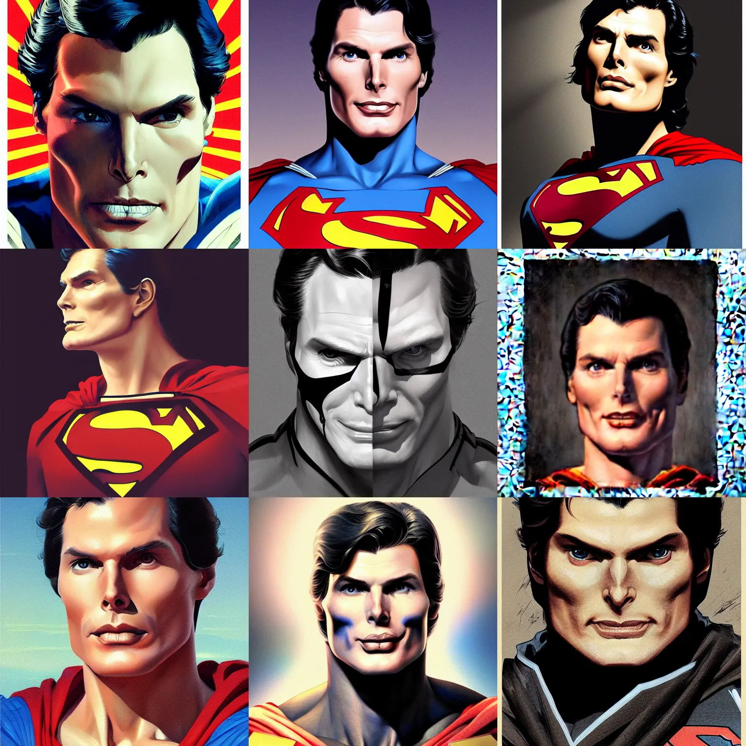 Prompt: Christopher reeve!!! exposed skull half side damaged , superman costume, realistic shaded perfect face, fine details. not anime. Realistic shaded lighting poster by Ilya Kuvshinov katsuhiro, magali villeneuve, artgerm, Jeremy Lipkin and Michael Garmash, Rob Rey and Kentarõ Miura style, trending on art station