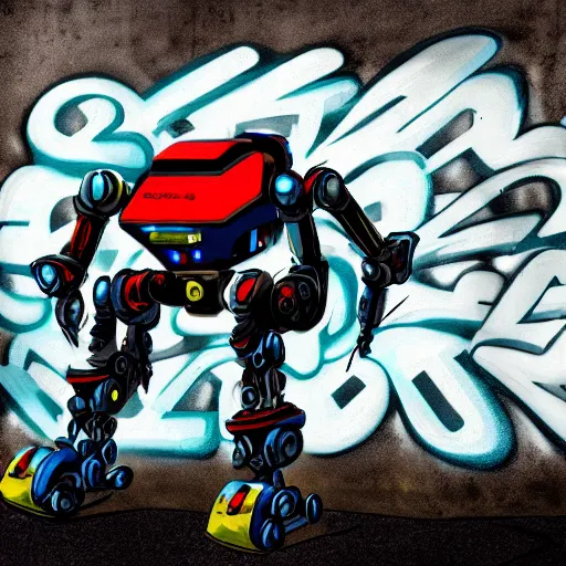 Prompt: Robot rat mech, graffiti, 4k