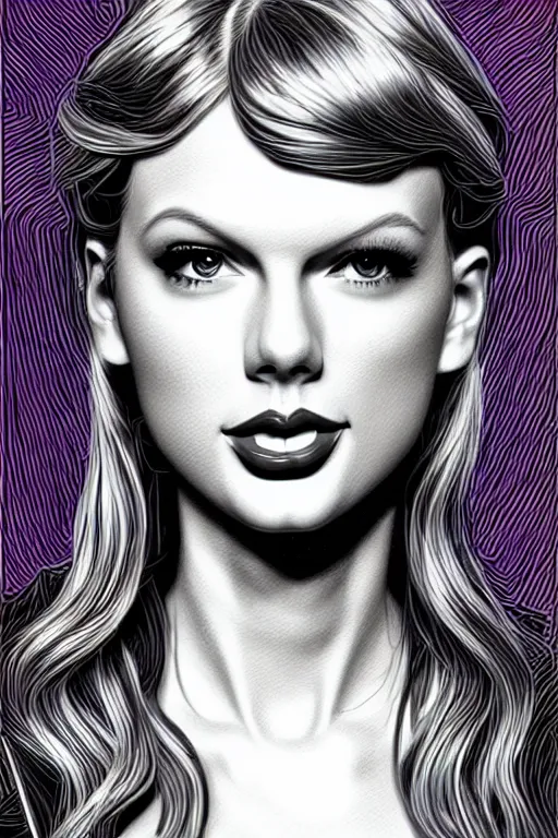 Image similar to a portrait of taylor swift, drawn by robbie trevino and dan mumford, poster, digital art, comic art, concept art,, single head, no double head,