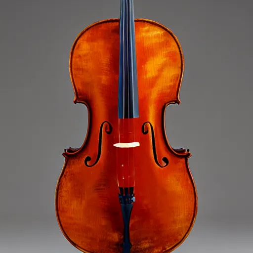 Prompt: studio photograph of a Guadagneri Cello, front view