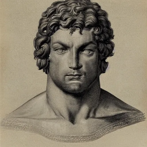 Image similar to Gladiator, muscular, handsome, detailed face, correct face, painting by Antoine Calbet