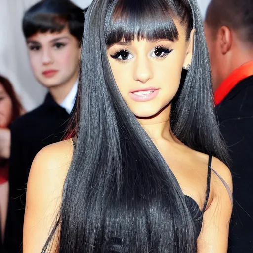 Image similar to ariana grande with a bowl cut hair 4k