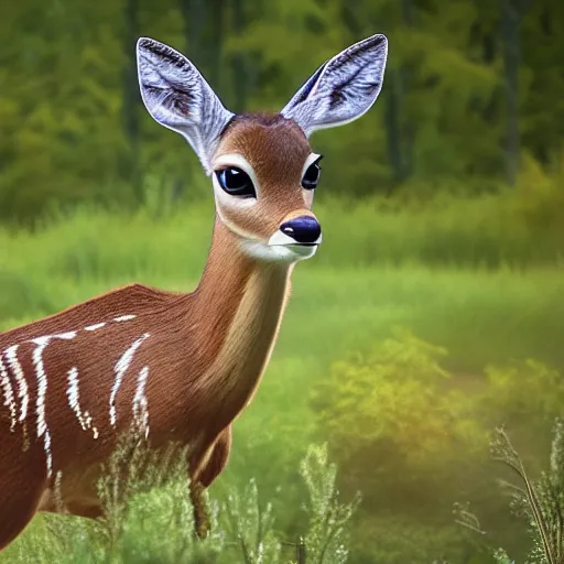 Image similar to live action bambi, 8k resolution, full HD, cinematic lighting, award winning, anatomically correct