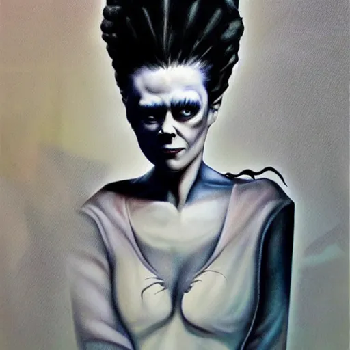 Image similar to realistic airbrush art bride of frankenstein c - 1 2. 0