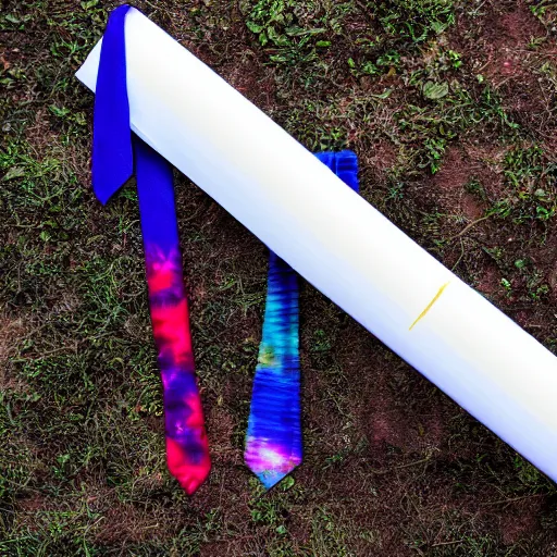 Prompt: a light saber with tie dye colored blade, uncropped, photography