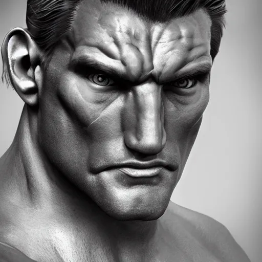 Image similar to overly muscular giant superhuman gigachad, grayscale, face closeup, epic, digital, highly - detailed, artstation cgsociety