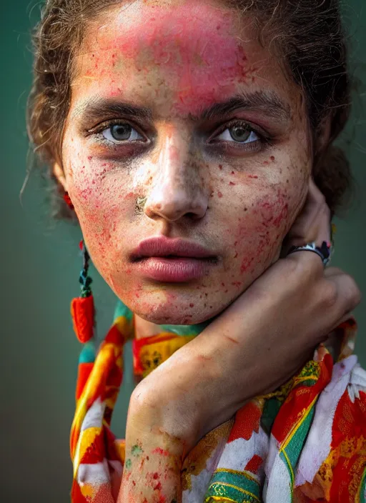 Image similar to color portrait of a beautiful 20-year-old Italian woman by Eric Lafforgue, close up, detailed, award winning, Sony a7R