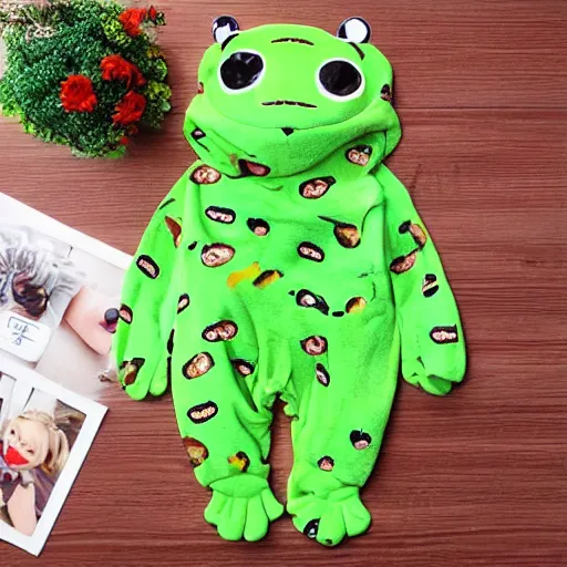 Image similar to frog kigurumi, 8k, realistic