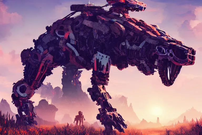 Image similar to stalker machine creature robot of horizon forbidden west horizon zero dawn radiating a glowing aura global illumination ray tracing hdr fanart arstation by ian pesty and alena aenami artworks in 4 k